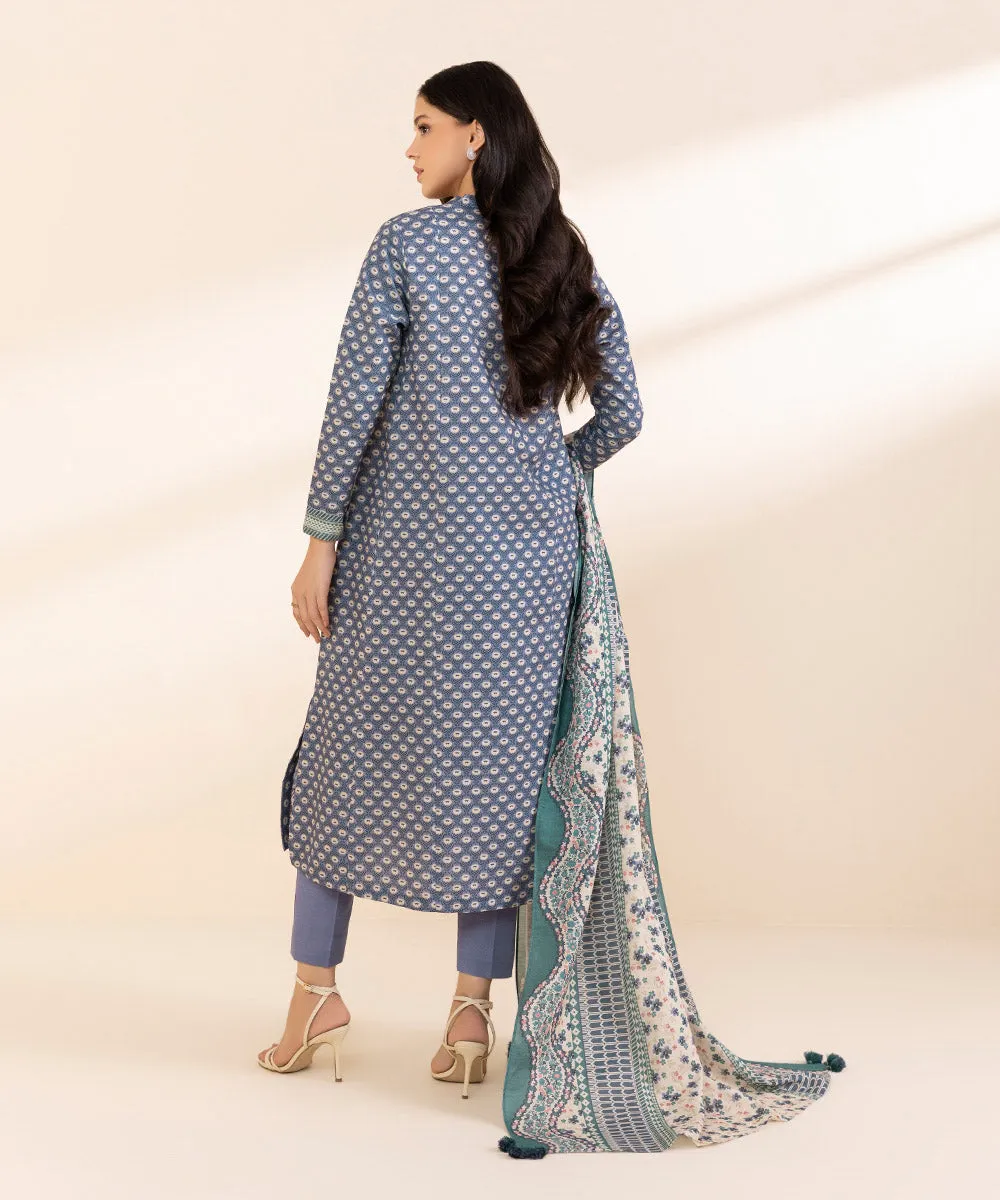 3 Piece - Embroidered Light Khaddar Suit