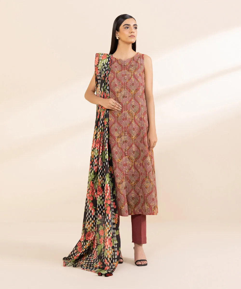 3 Piece - Printed Light Khaddar Suit