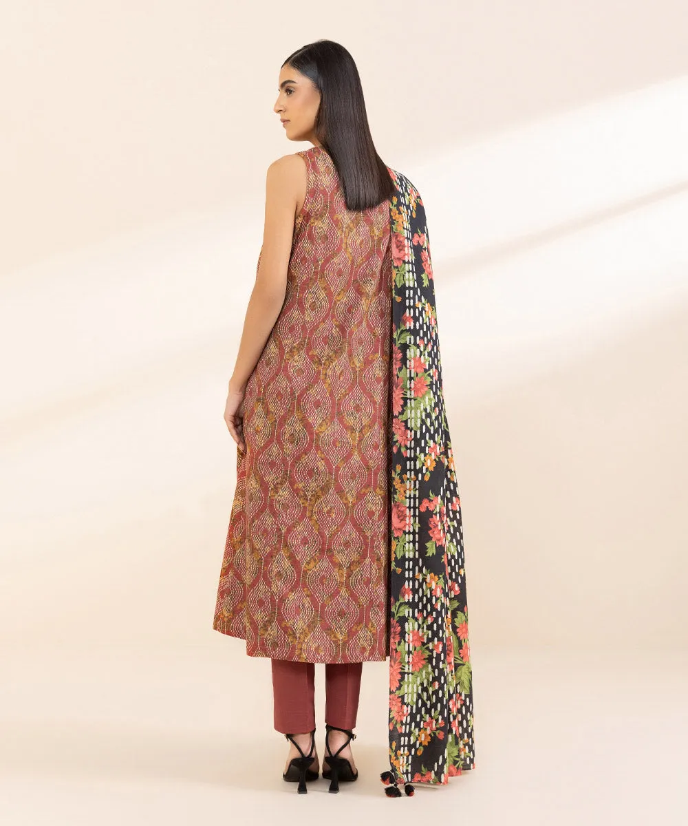 3 Piece - Printed Light Khaddar Suit