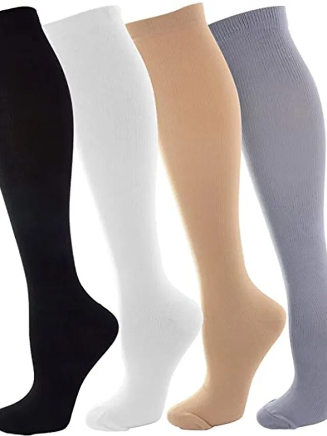 4 Pairs Copper Compression Socks for Women & Men Circulation 15-20 mmHg - Best Support for Nurses, Running