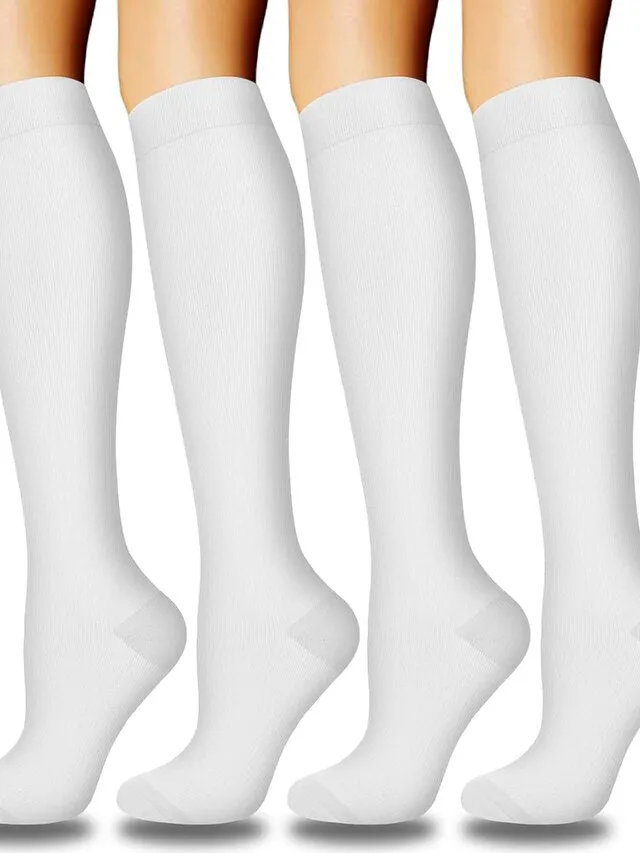 4 Pairs Copper Compression Socks for Women & Men Circulation 15-20 mmHg - Best Support for Nurses, Running