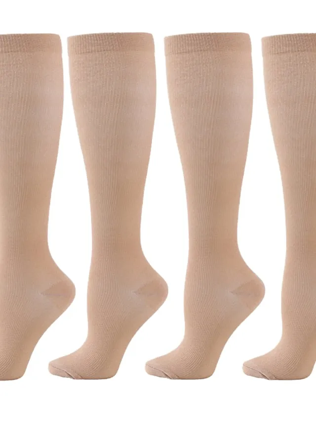 4 Pairs Copper Compression Socks for Women & Men Circulation 15-20 mmHg - Best Support for Nurses, Running