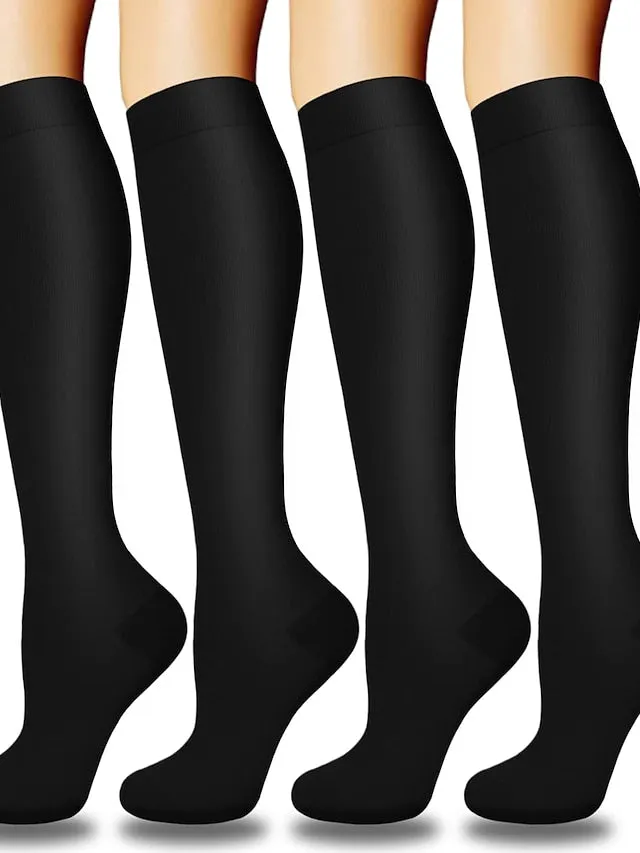 4 Pairs Copper Compression Socks for Women & Men Circulation 15-20 mmHg - Best Support for Nurses, Running