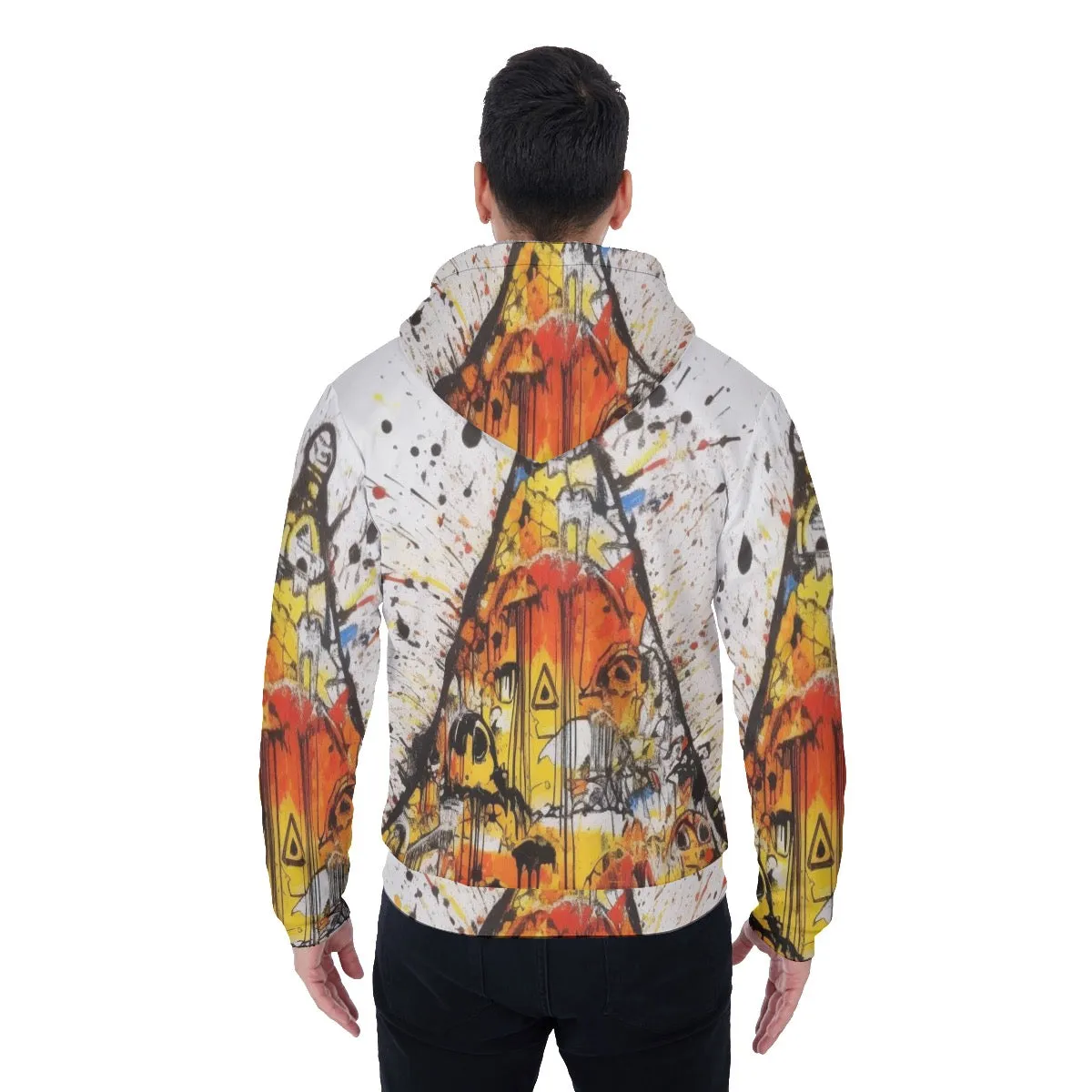 All-Over Print Men's Sherpa Fleece Zip Up Hoodie, abstract, triangle, print, #25XX