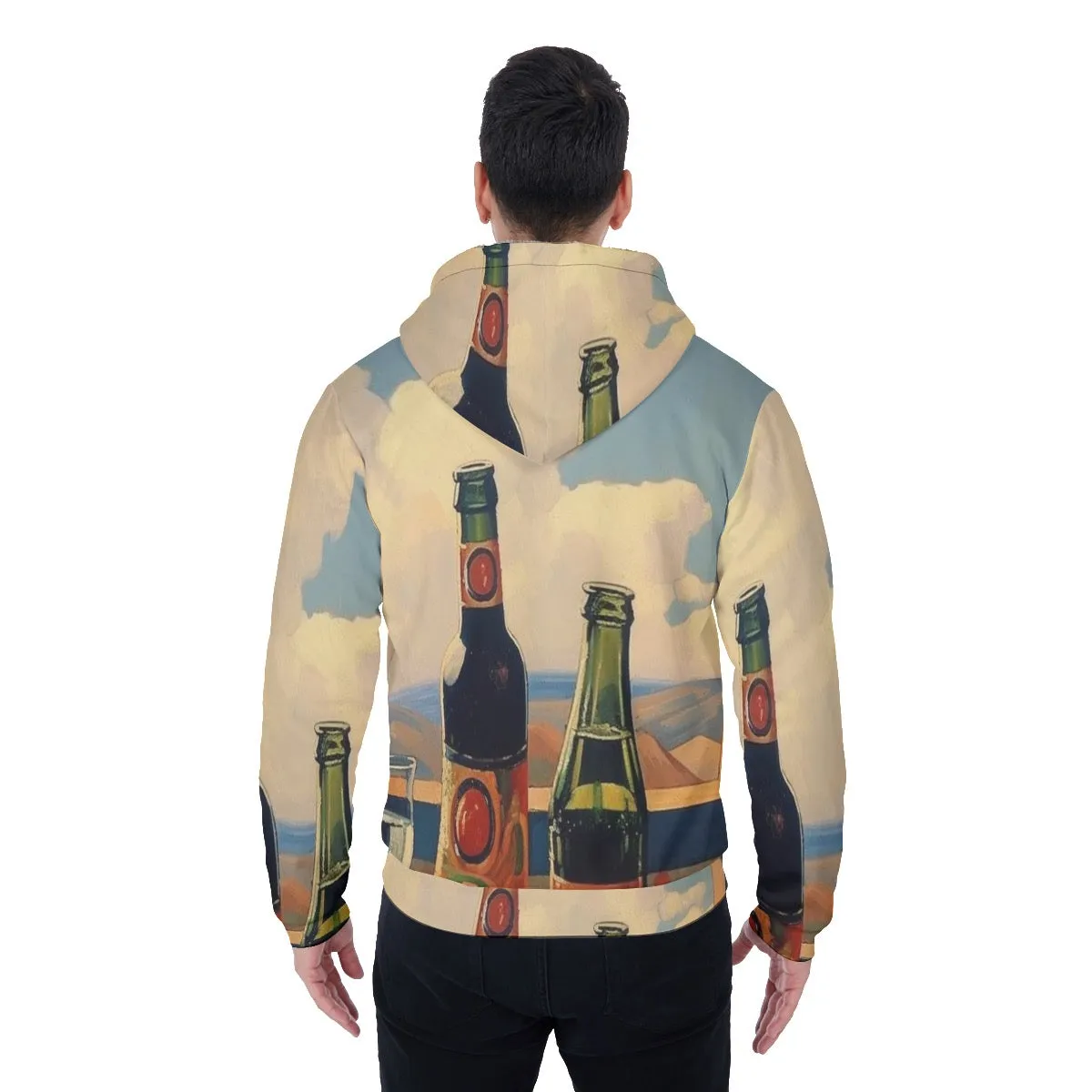 All-Over Print Men's Sherpa Fleece Zip Up Hoodie, beer, bottle, theme, print, #25aa8