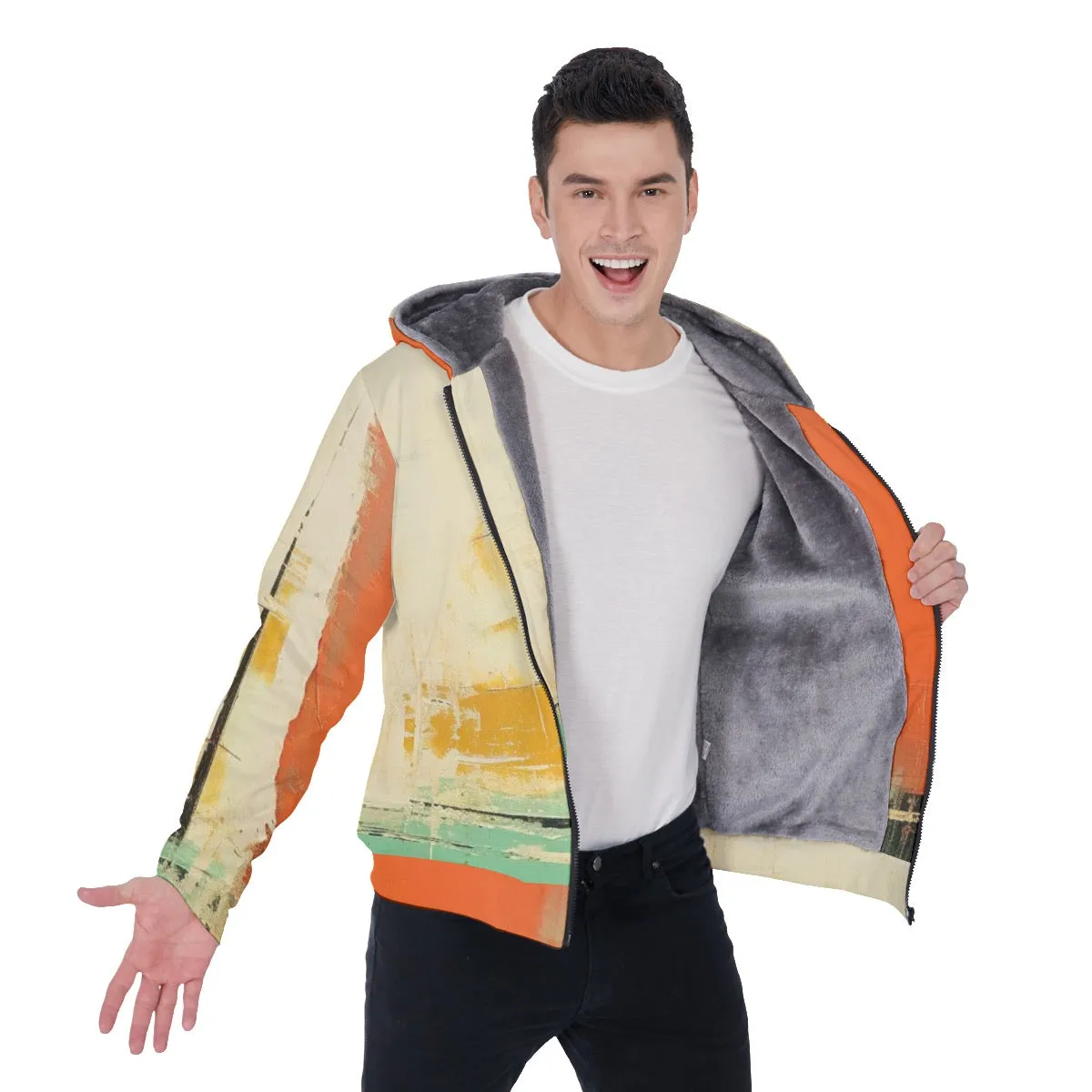 All-Over Print Men's Sherpa Fleece Zip Up Hoodie, multicolored, theme, abstract, print, #25Cc