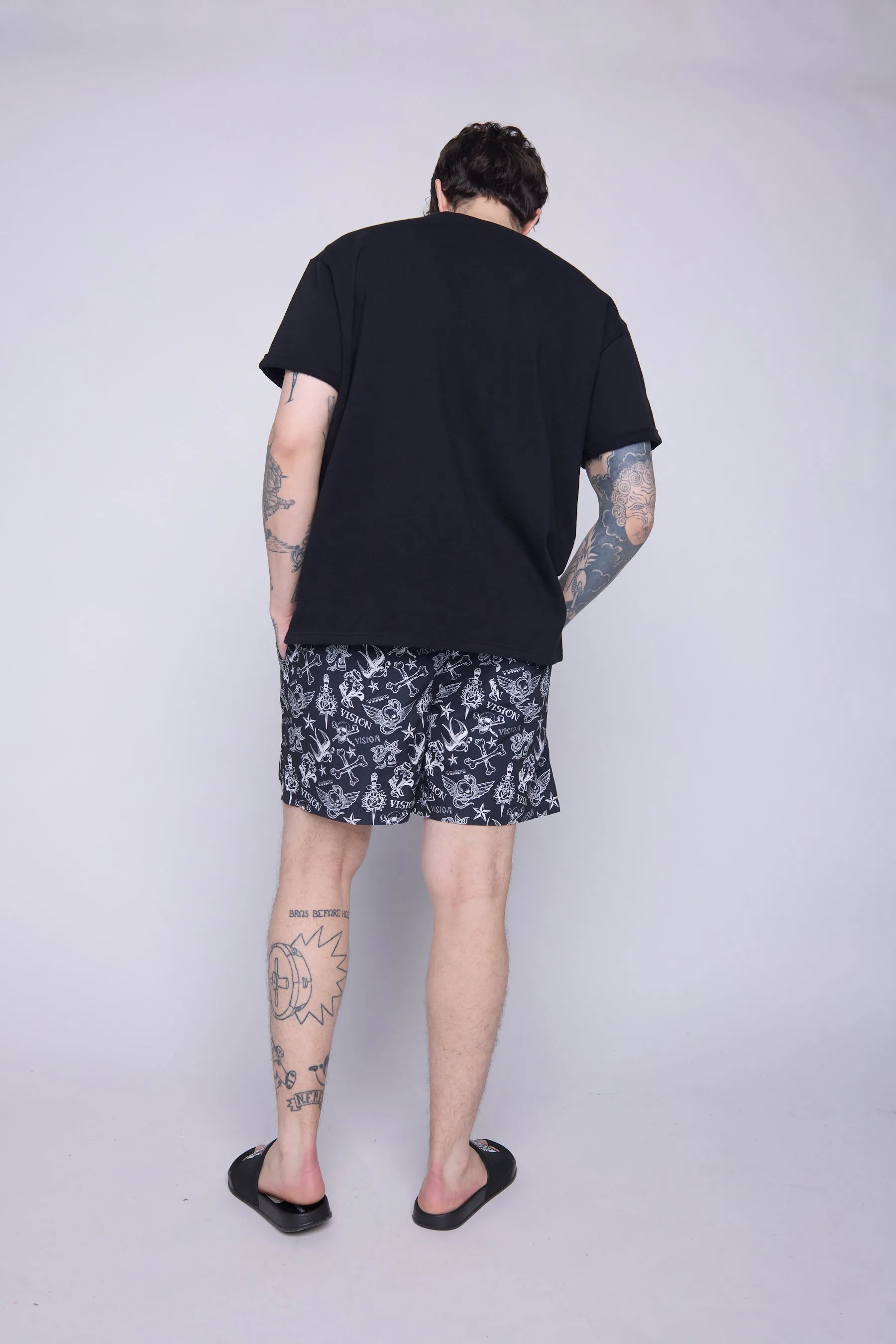 Aop Tattoo Swim Shorts - Black