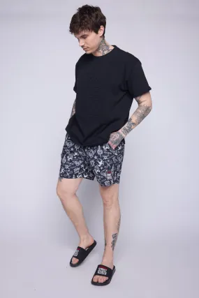 Aop Tattoo Swim Shorts - Black