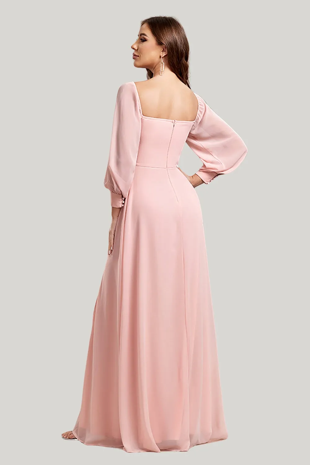 Blush A Line Off the Shoulder Maxi Dress with Slit