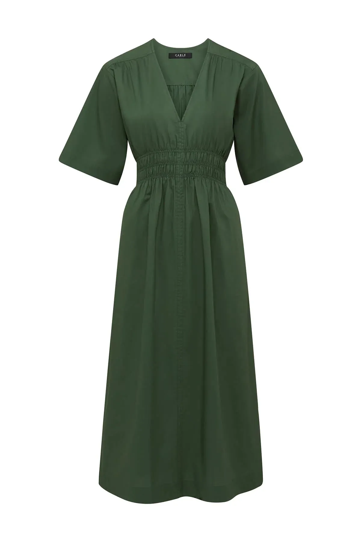 Cable - Bella Poplin Dress - Moss Green