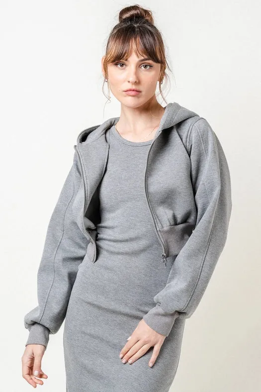 Comfy Sporty Chic Athleisure Cropped Zip Up HOODIE