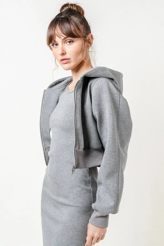 Comfy Sporty Chic Athleisure Cropped Zip Up HOODIE