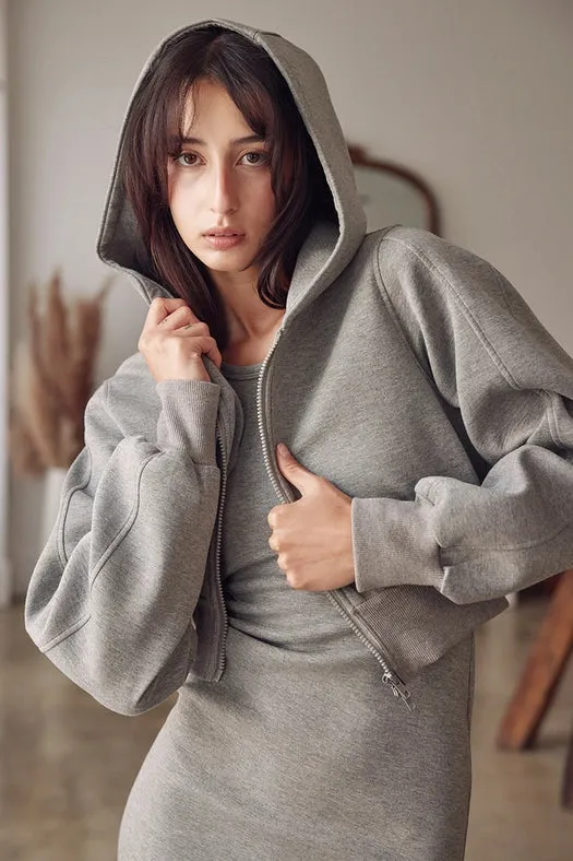 Comfy Sporty Chic Athleisure Cropped Zip Up HOODIE