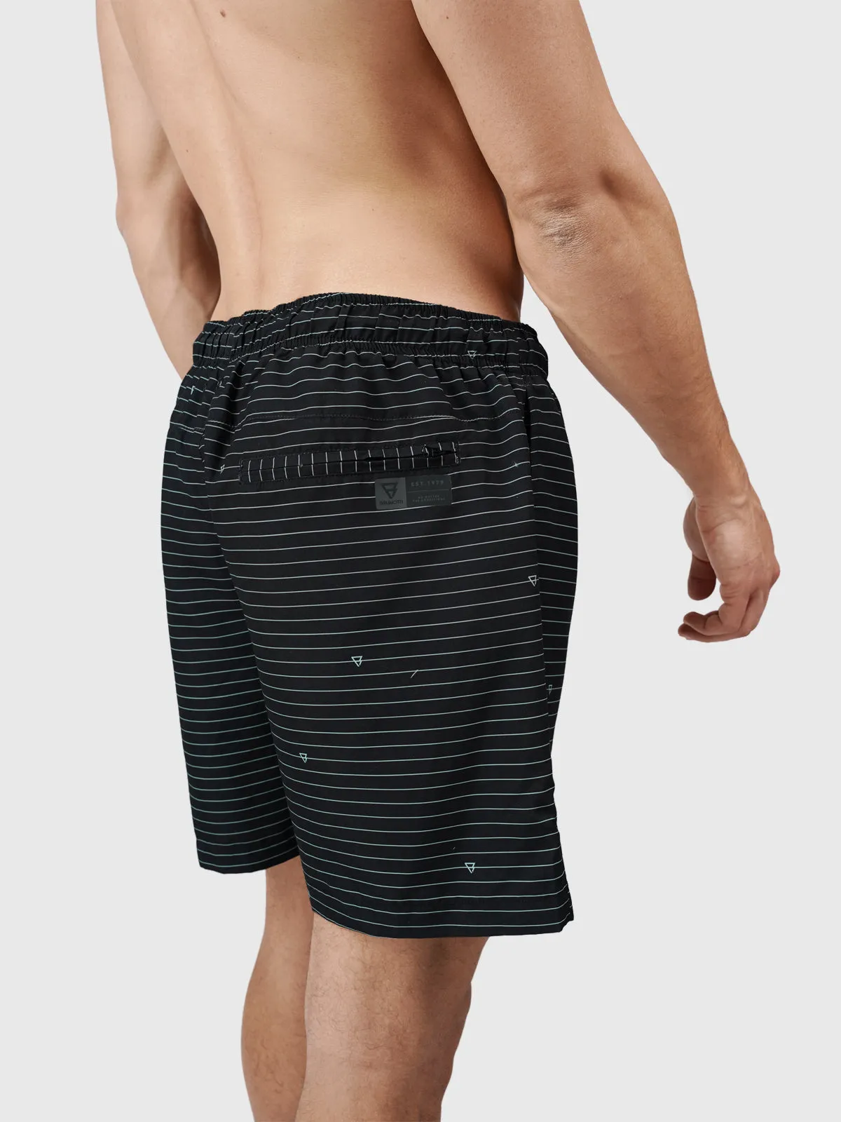 Cruneco-Stripe Men Swim Shorts | Black