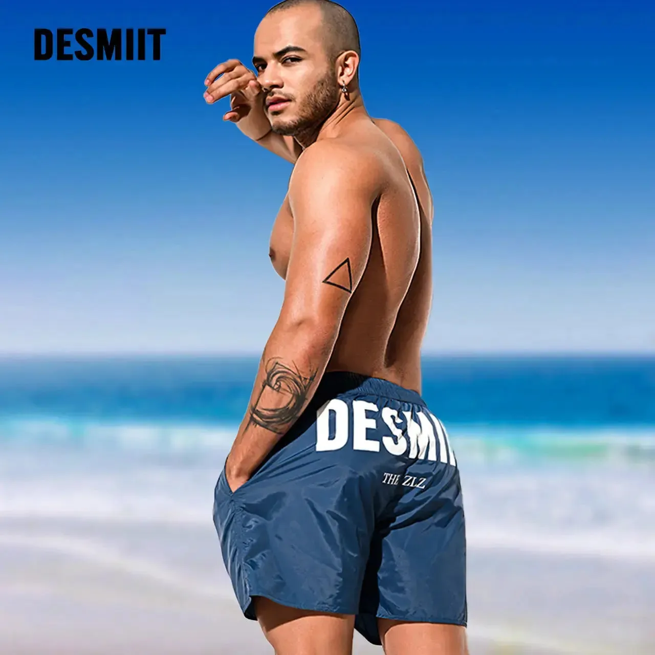 DESMIIT Loose Swim Shorts Beach Pants Lightweight Quick-Drying