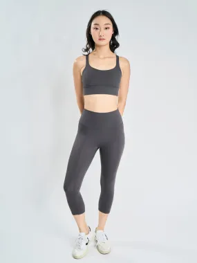 Easy Stretch Crop 21” *Seamless Leggings in Coal Gray