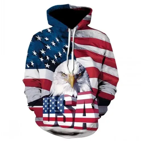 FASHION Eagle American Flag Hoodie