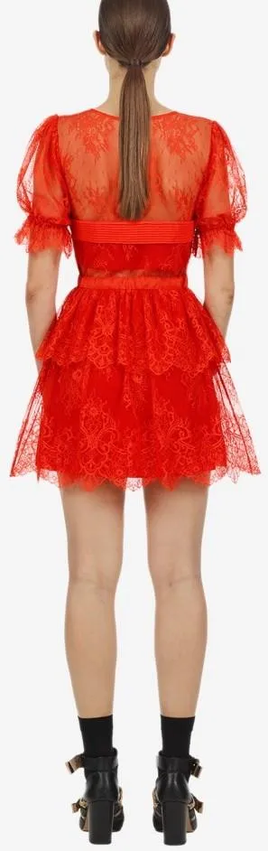 Floral Fine Lace Mini Dress