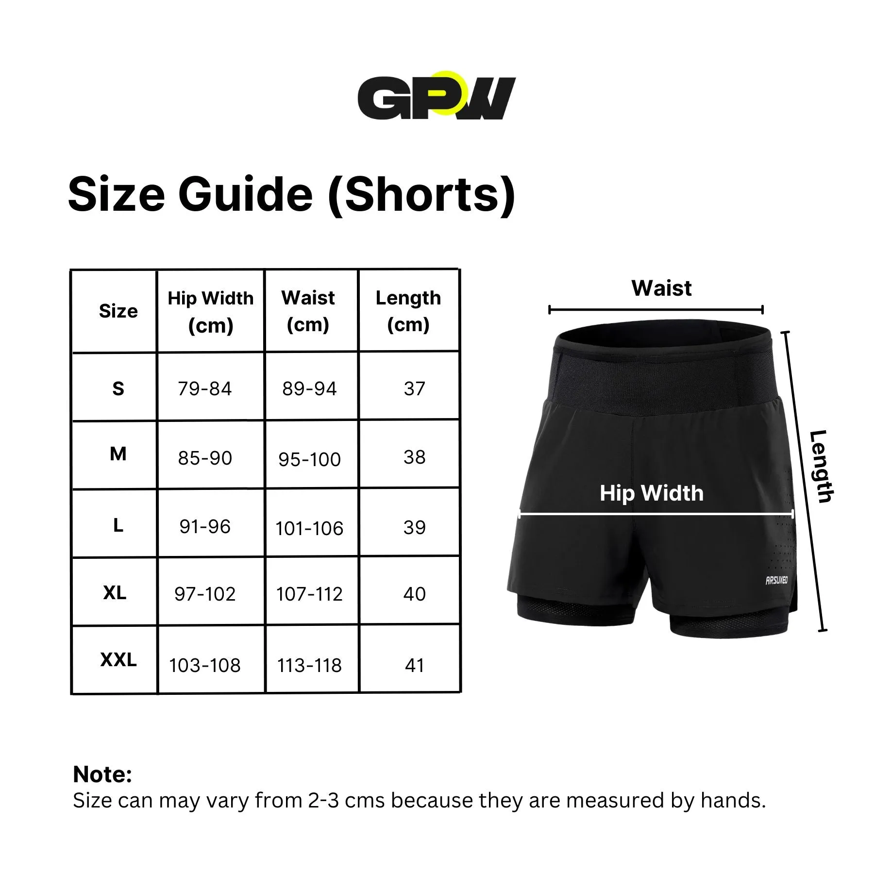 GPW Men's 2-in-1 High Waist Running Shorts for Gym & Jogging