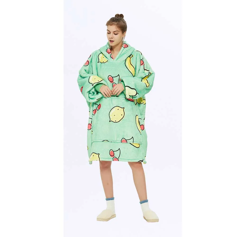 Hoodies Blankets Double Layer Thermal Pajamas Lazy Blanket Sweatshirt Cold-Proof