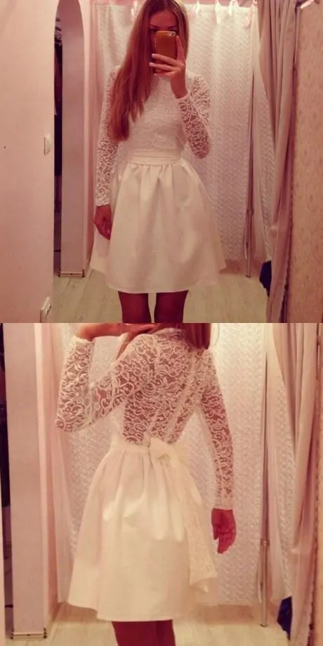 Junior Newest Long Sleeves Custom Top Lace Cheap Teen Homecoming Dresses, BD0251