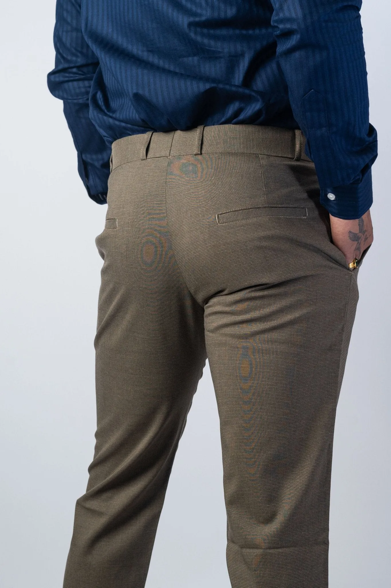 Light Brown Color Wicking Texture Blend Cotton Pant for Men