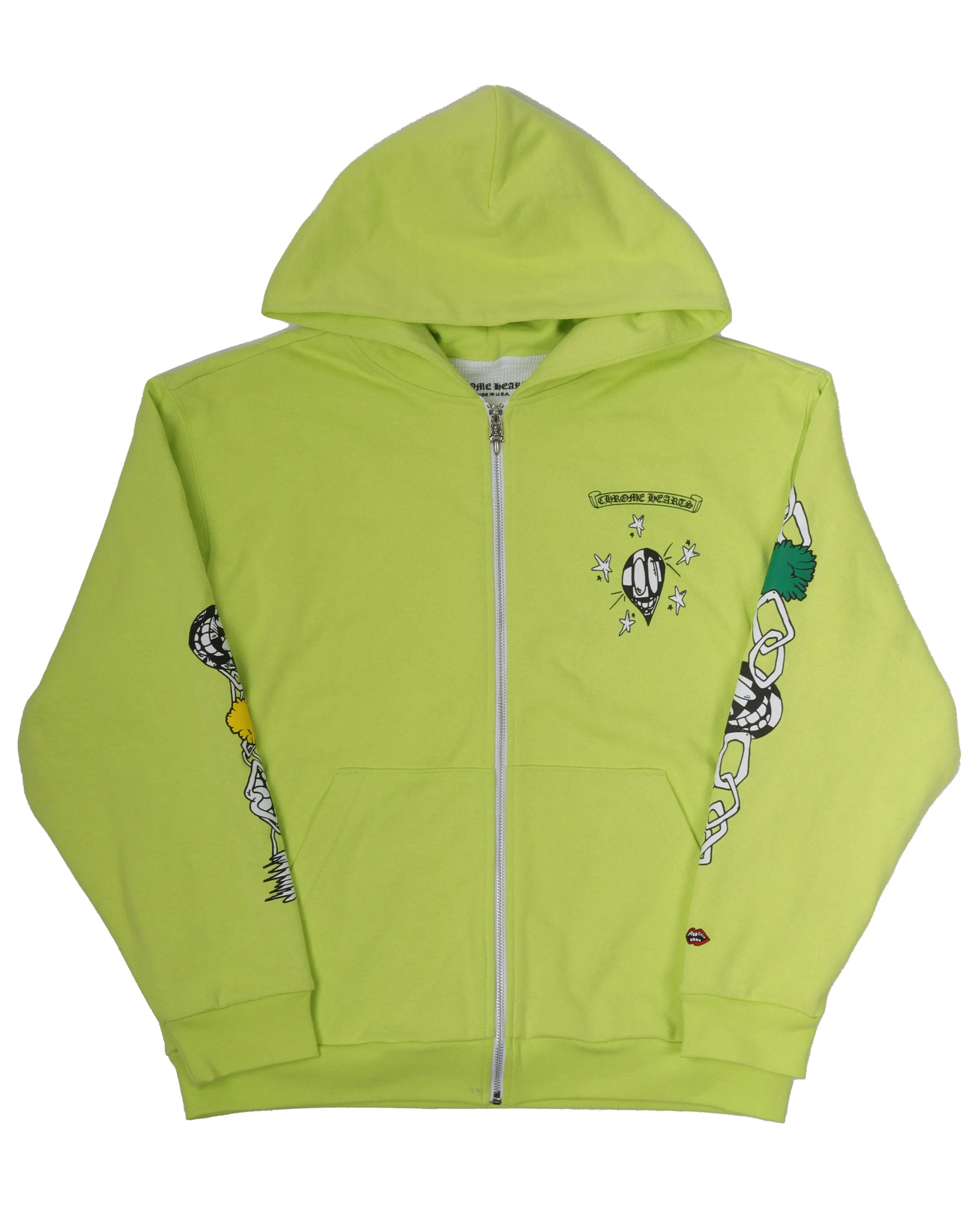 Matty Boy Thermal Lined Lime Green Zip Up Hoodie