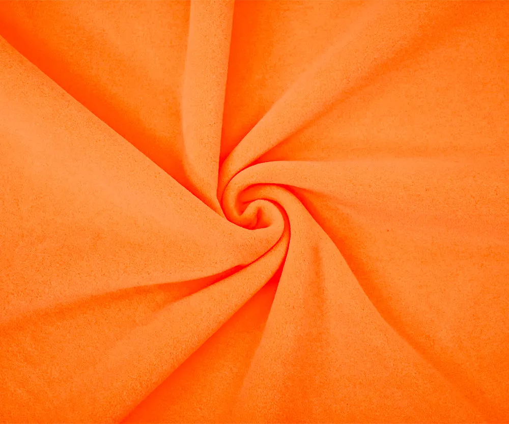 Neon Orange Polyester Heavy Weight Polartec Wind Pro Knit Fabric