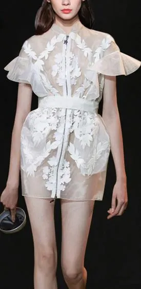 Organza Mini-Dress with Embroidery