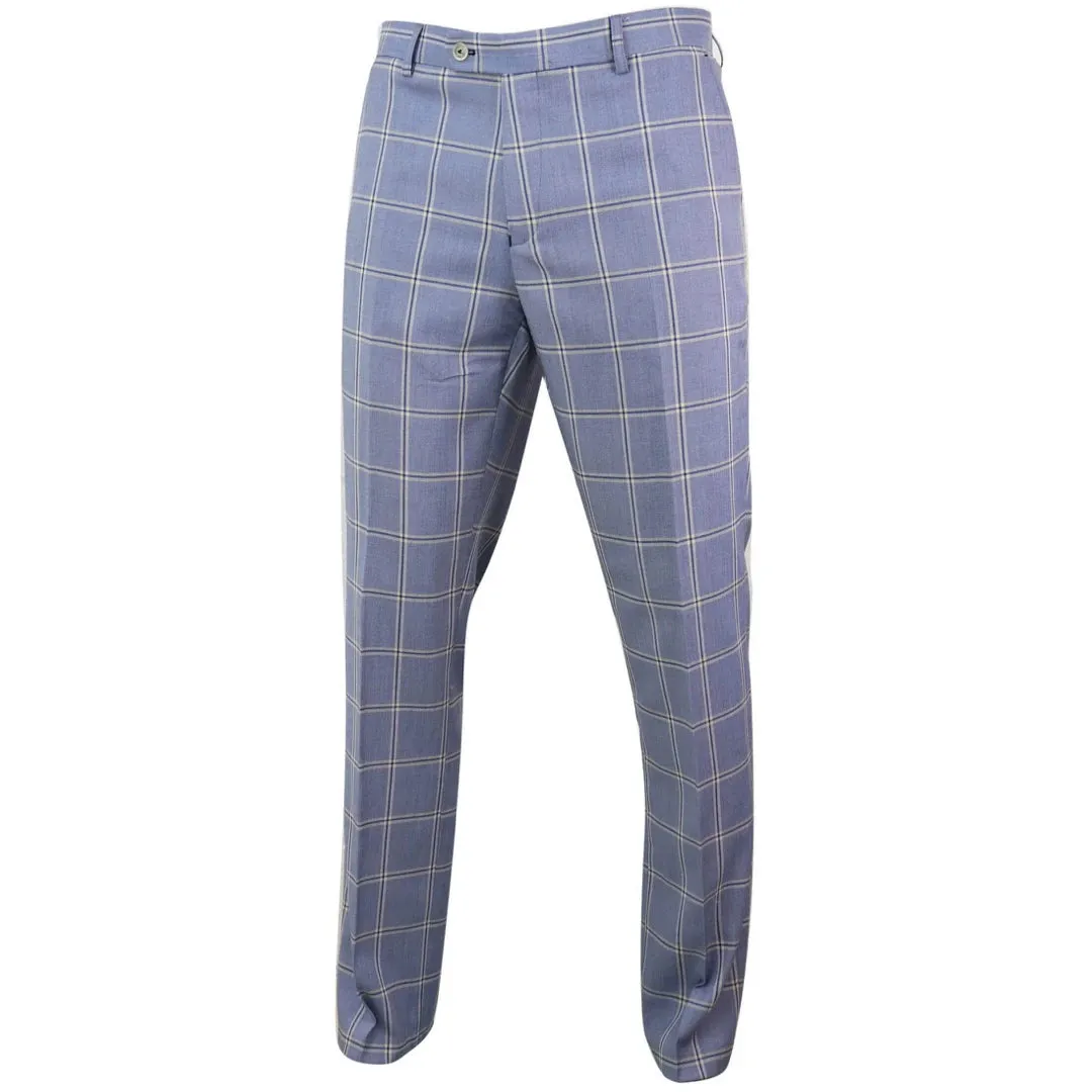 Paradise - Men's Light Blue Check Trousers