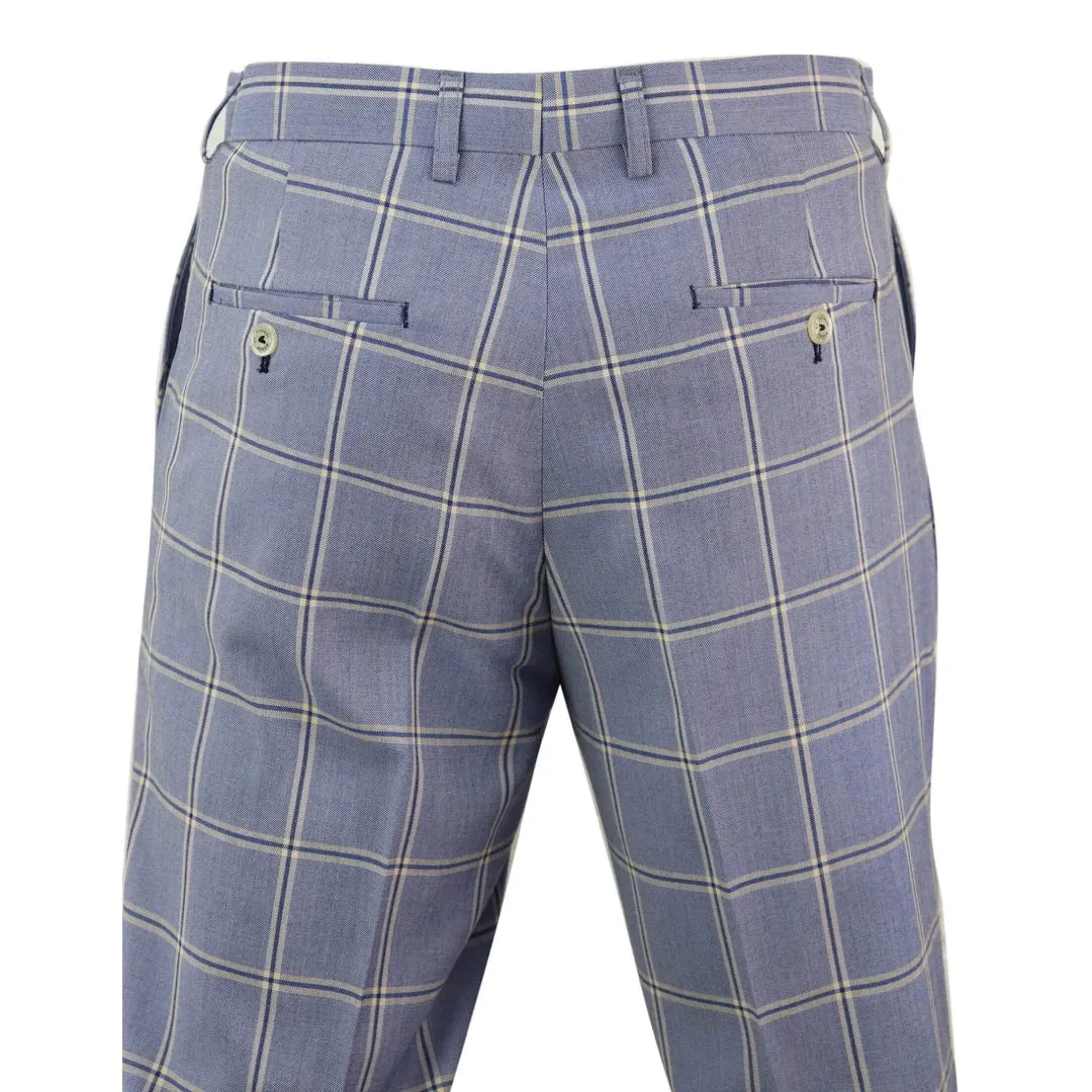 Paradise - Men's Light Blue Check Trousers