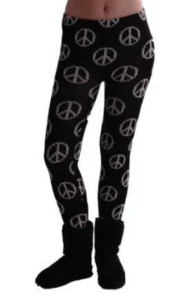 Peace Emblem Knitted Leggings