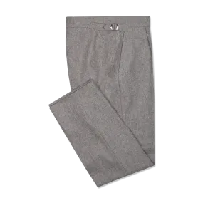 Pleat Front Trouser in Light Grey Flannel