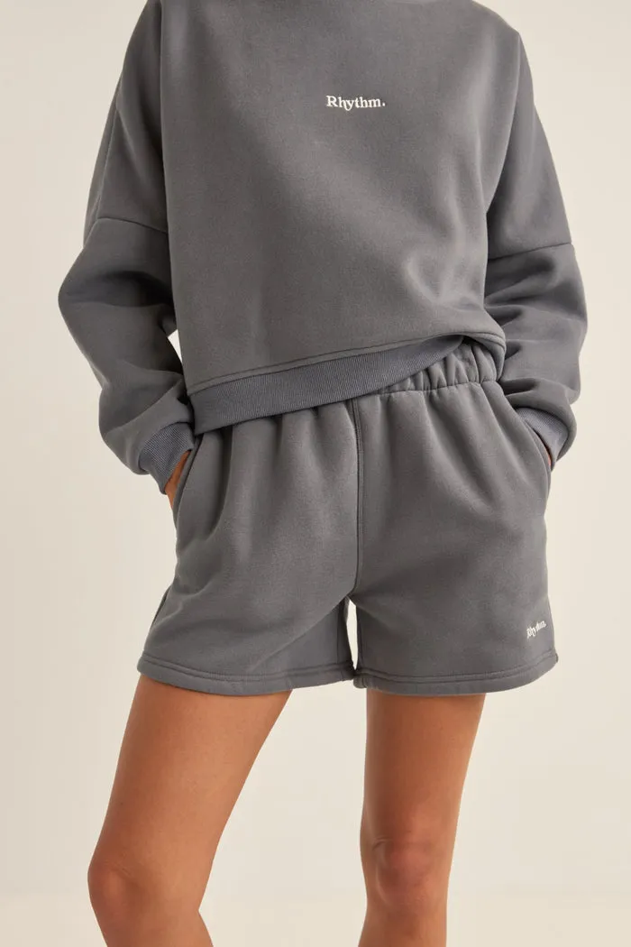 Rhythm Logo Fleece Shorts - CHARCOAL