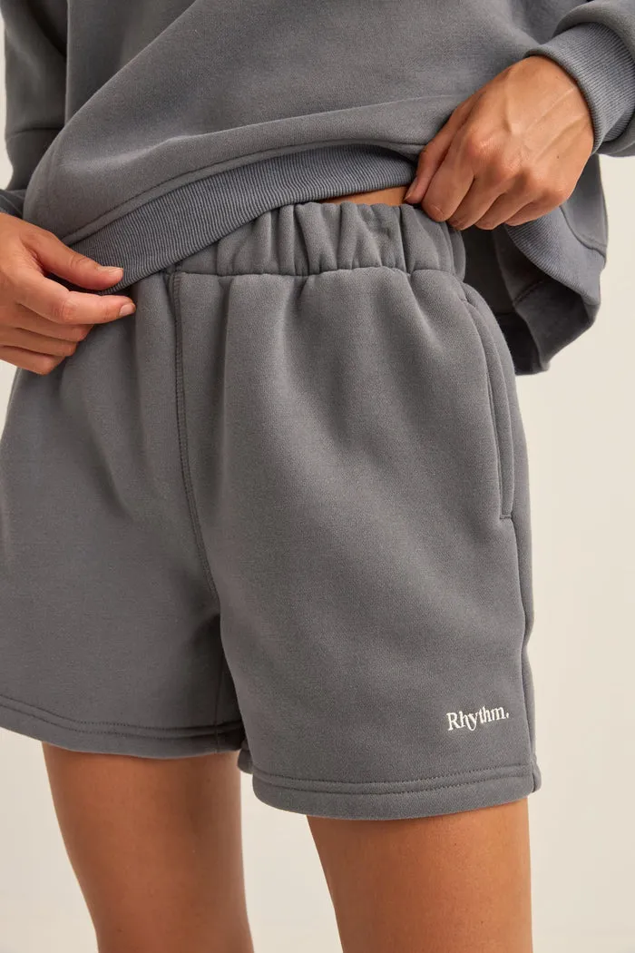 Rhythm Logo Fleece Shorts - CHARCOAL