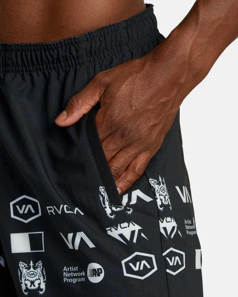 RVCA Yogger Stretch Elastic Waist Shorts 17" - ALL BRAND MID BAND