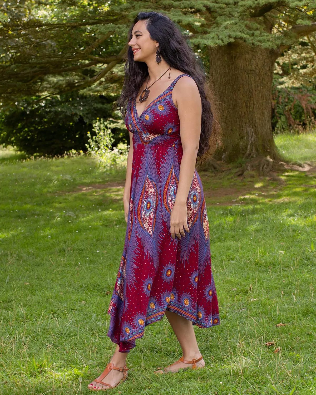 Shanti Bohemian Dress Dark Red