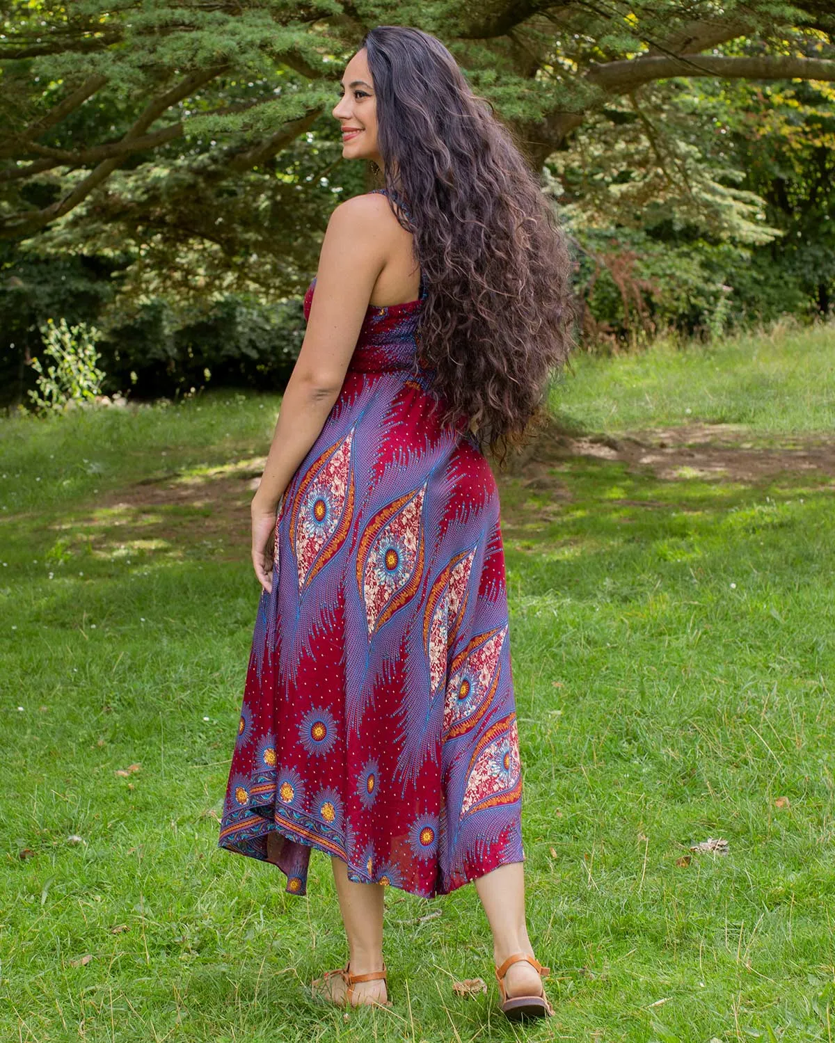 Shanti Bohemian Dress Dark Red