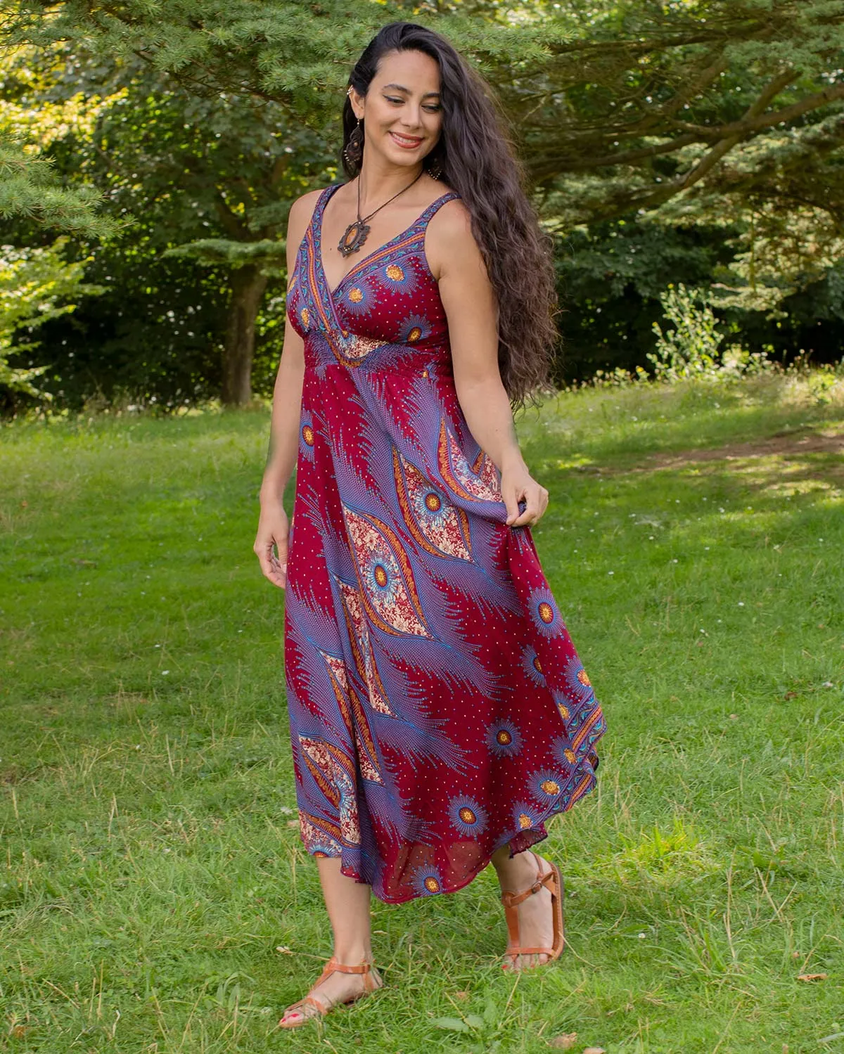 Shanti Bohemian Dress Dark Red