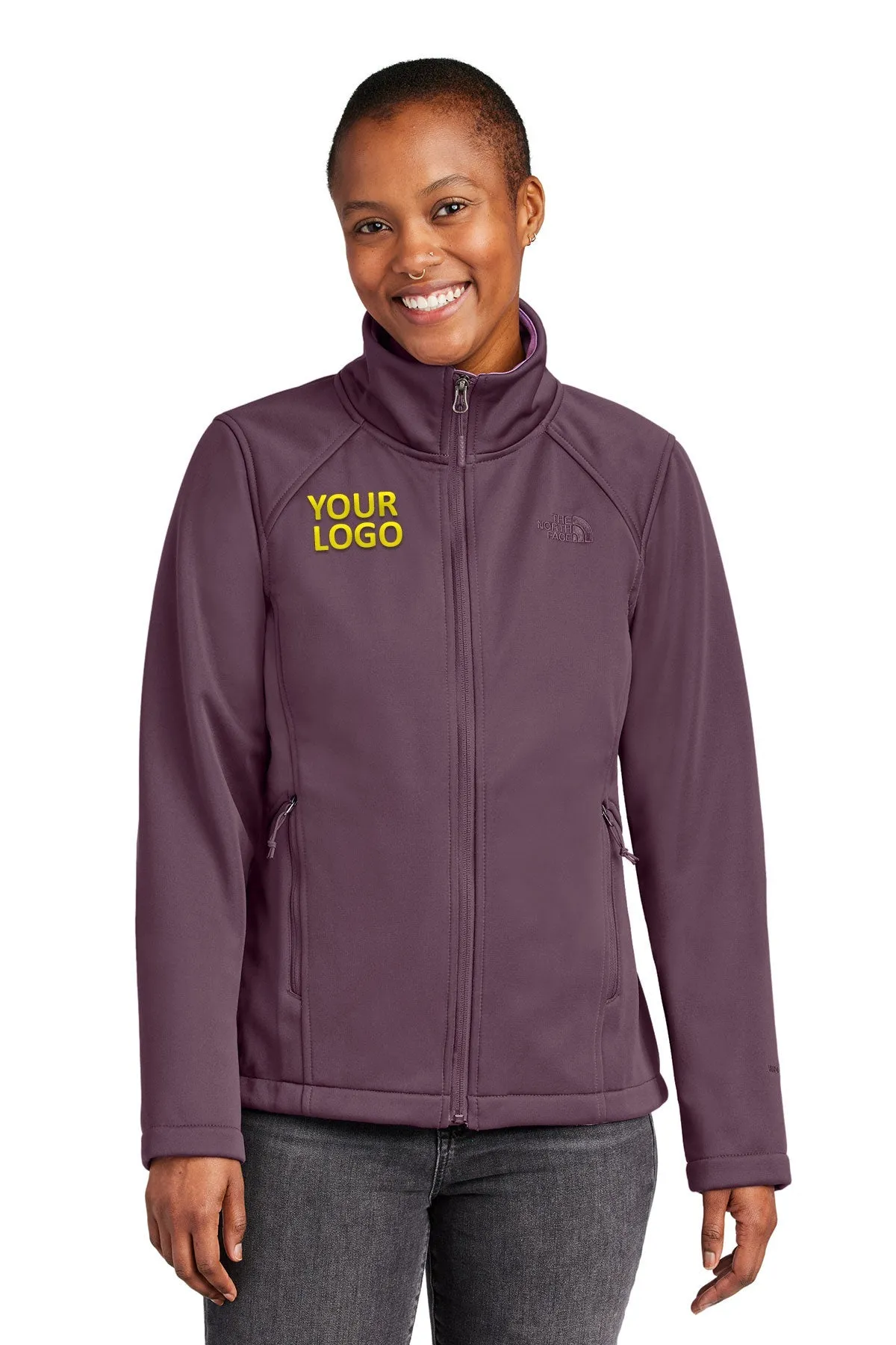 The North Face Ladies Ridgewall Soft Shell Custom Jackets, Blackberry Wine