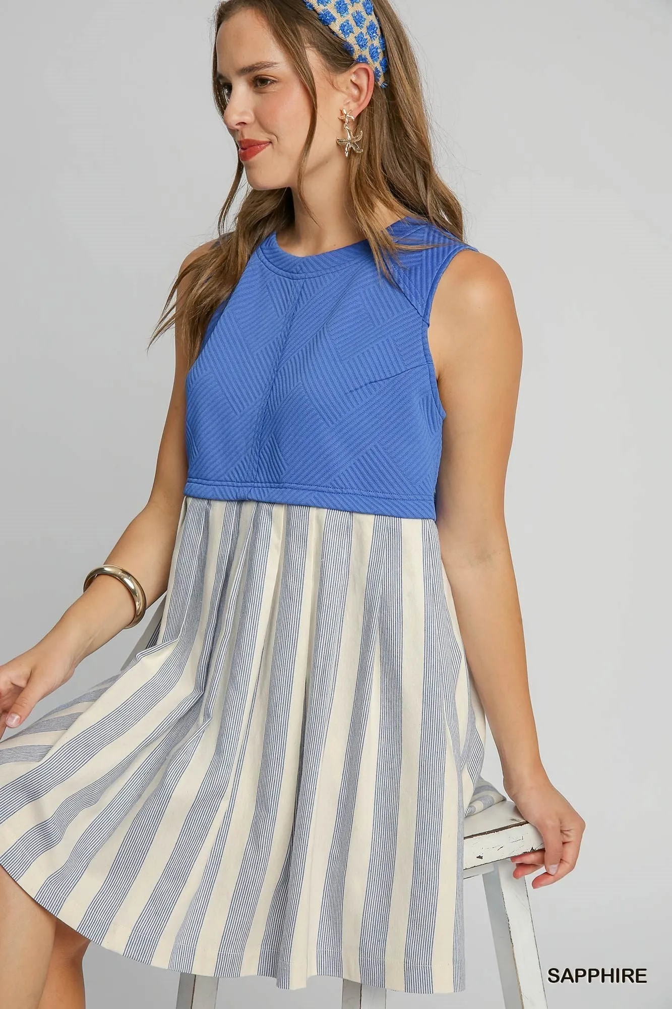 Umgee Mixed Sleeveless Mini Dress