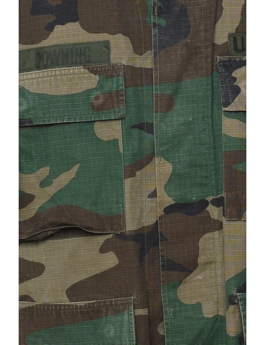 Woodland Camouflage Print U.S Military Jacket - L